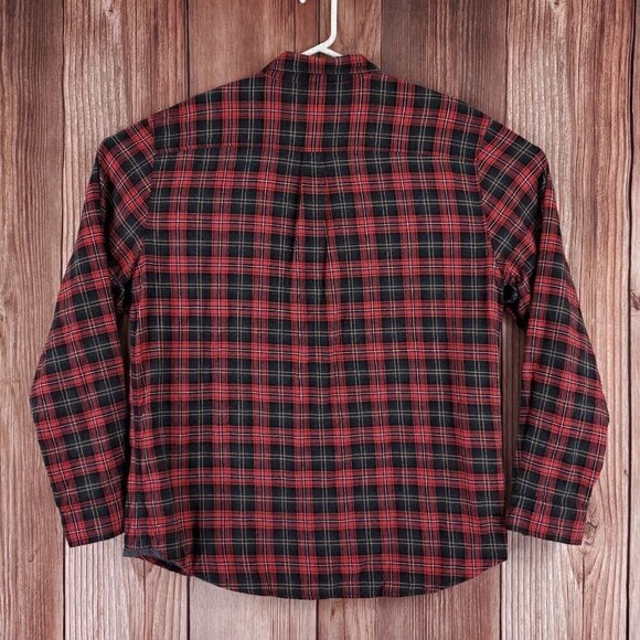 Carbon 2 Cobalt Mens Large Black Red Plaid Lined Flannel 2 Pockets L/S Shirt - Picture 5 of 16